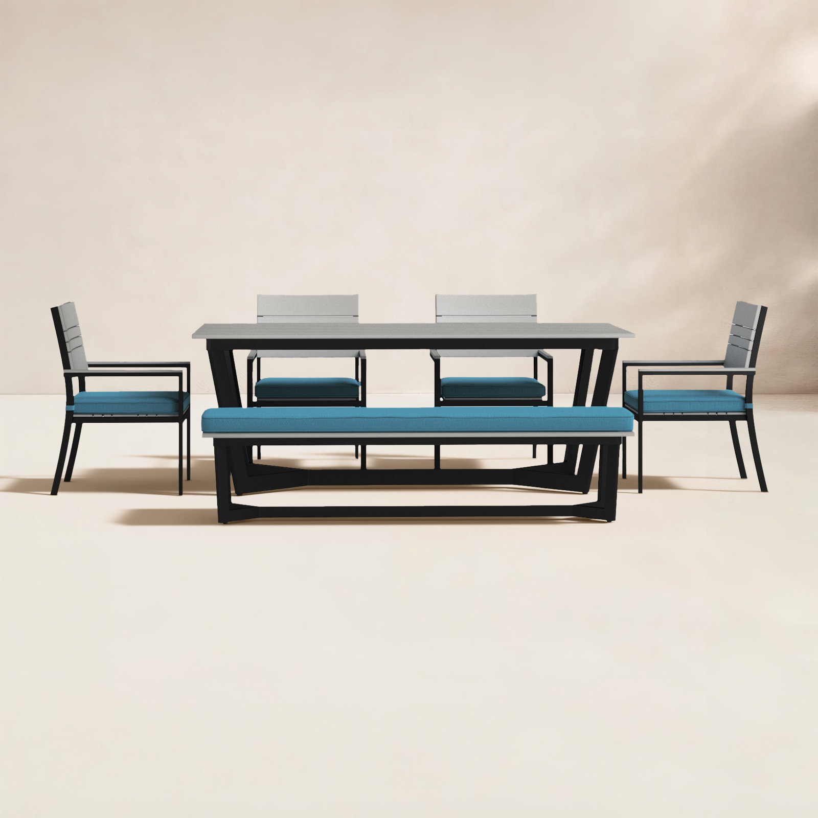 Abby 79" Patio Dining Set, Peacock/Gray