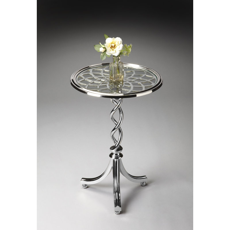 Table de bout avec plateau en verre trempé Ashvihan
