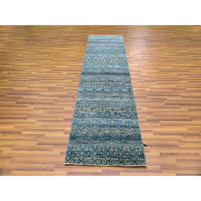 Wouter One-of-a-Kind 2'6" X 10' New Age Runner Wool Area Rug Blue