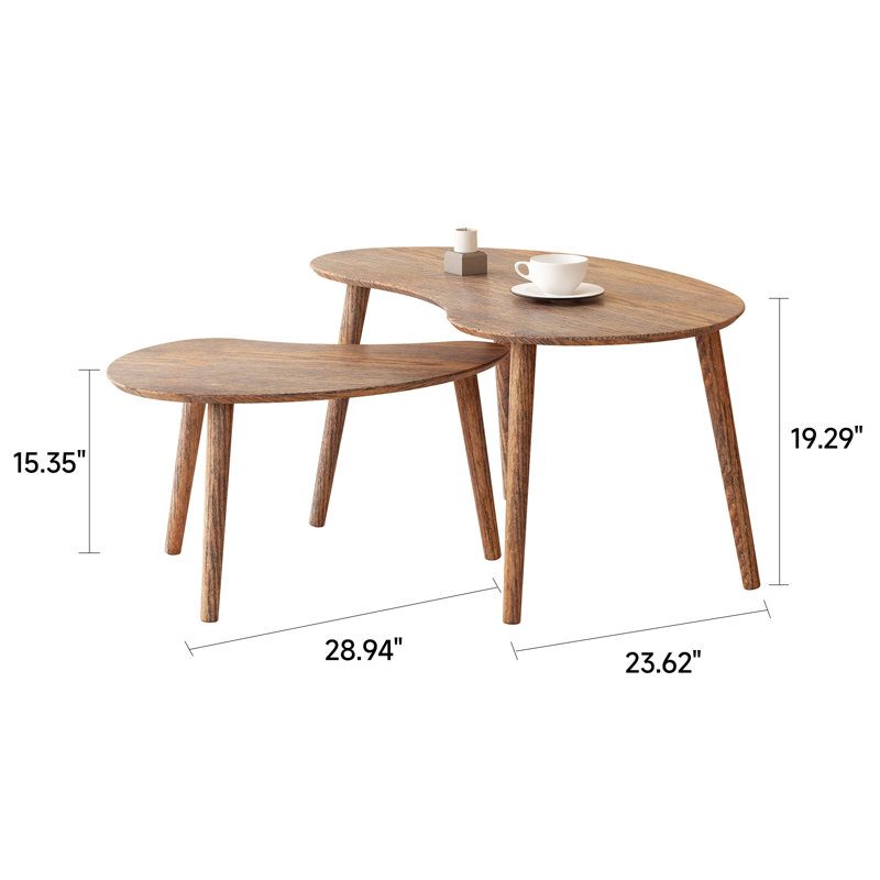 Ensemble de 2 tables basses gigognes Red Oak