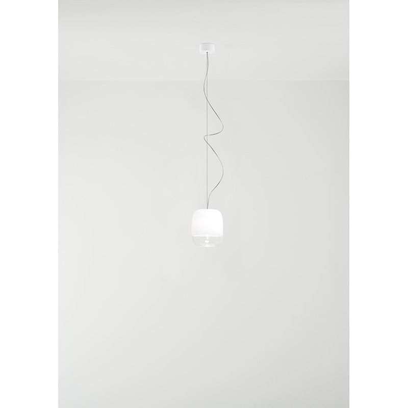 Gong 1 - Light Chrome LED Single Pendant, 200cm H x 18cm W x 18cm D, White, No