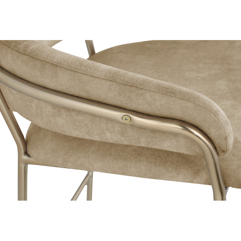 Tabouret de comptoir en velours beige Yara, Velours beige