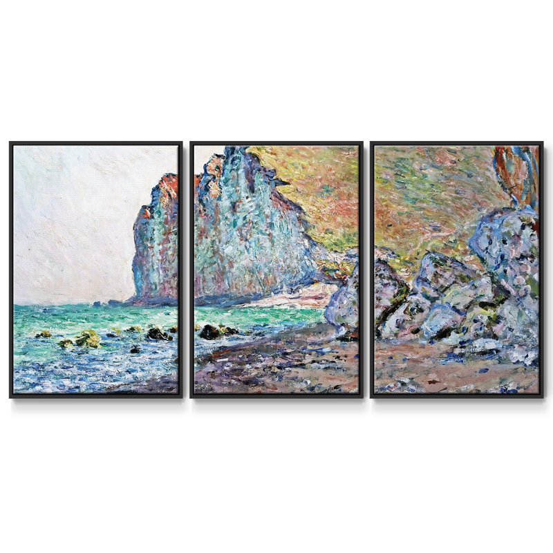 Falaises des petites encadrées sur toile, 3 pièces, Noir, noir, noir, noir, H 40 po x l 78 po x P 2 po