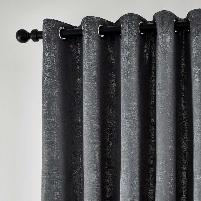 Roma Eyelet Room Darkening Curtains, Gunmetal, 167cm Width x 137cm Drop