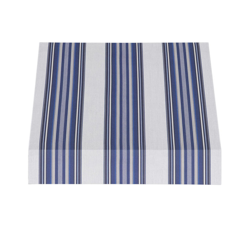 Auvent fixe en tissu acrylique New Yorker Awntech, Bleu marine, gris, blanc multicolore, H 24 po x l 40,5 po x P 48 po