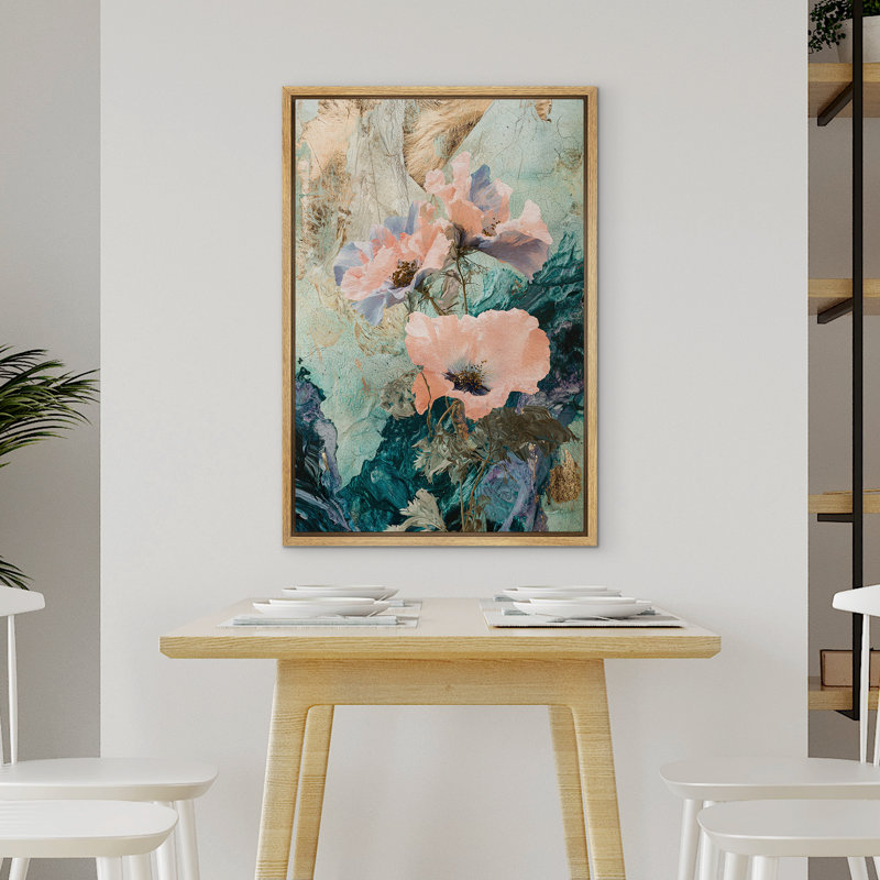 «Elegant Poppy Flowers», impression sur toile encadrée, Naturel, H 24 po x l 16 po