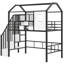 Lit mezzanine en métal avec toit et boîte de rangement-845162227
