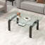 Table basse en verre trempé, table basse moderne en verre pour le salon, table basse avec rangement à 2 niveaux avec pieds