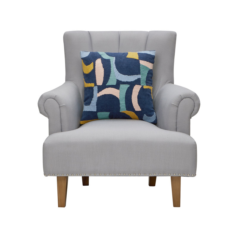Navy & Bright Shapes Embroidered Pillow
