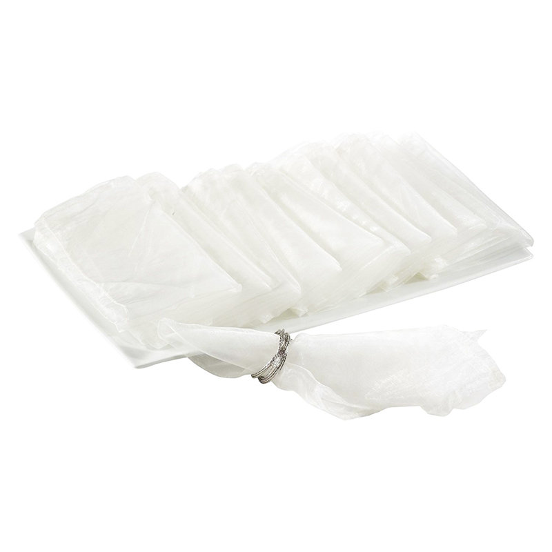 Elegant Sheer Organza Cloth Napkins 20" W X 20"l, Set Of 12, White