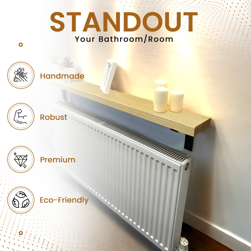 Ryesha Wood Radiator Shelf, Antique Pine, 4.5cm H x 60cm W x 14.5cm D