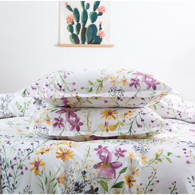 Ensemble de housse de couette à motif de fleurs au gré du vent en aquarelle