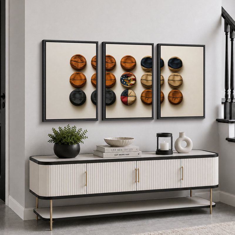 Collection de ballons de basketball, œuvres d'art pour chambre de garçon, impression sur toile encadrée, 3 pièces