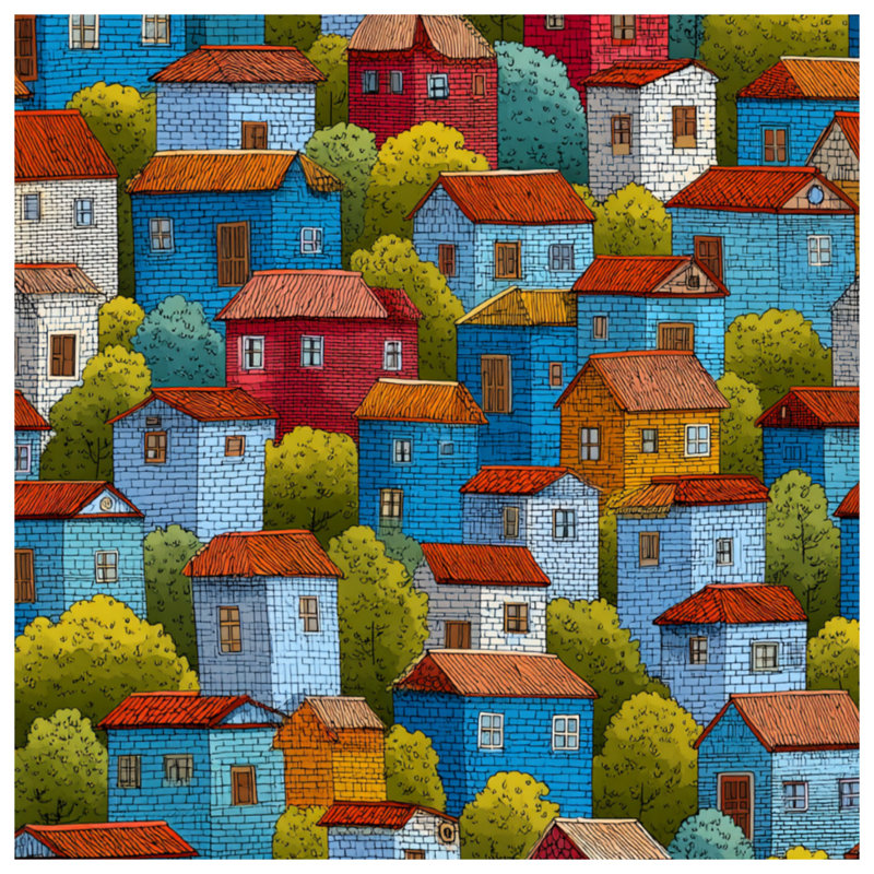 Décoration murale de maisons sur toile - Bâtiments décoratifs en plusieurs tailles, 12 x 12 inches