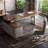 Nut-brown+Griege L-Shaped Manufactured Wood+Stainless Steel with 3 drawers desk-109598435-109598433
