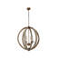 Lustre sphérique unique à 4 lumières avec accents en bois
