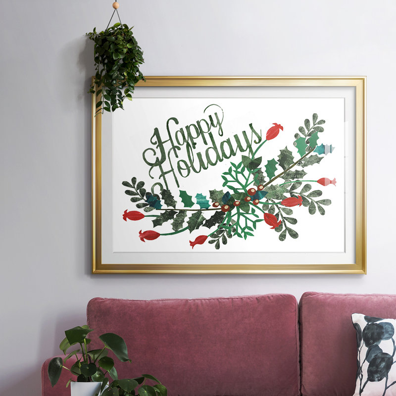 «Cut Wreath Christmas Collection A», reproduction encadrée sur papier, Or, H 30 po x l 44 po x P 1,5 po