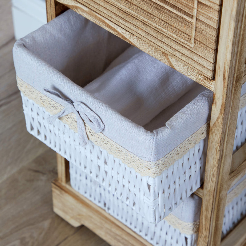 Canby Fully Assembled 3 Woven Basket Drawer Storage Unit