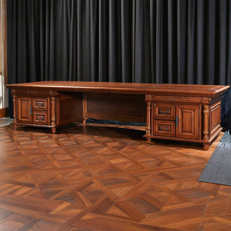 Bureau 125,98 po style américain brun sculpté