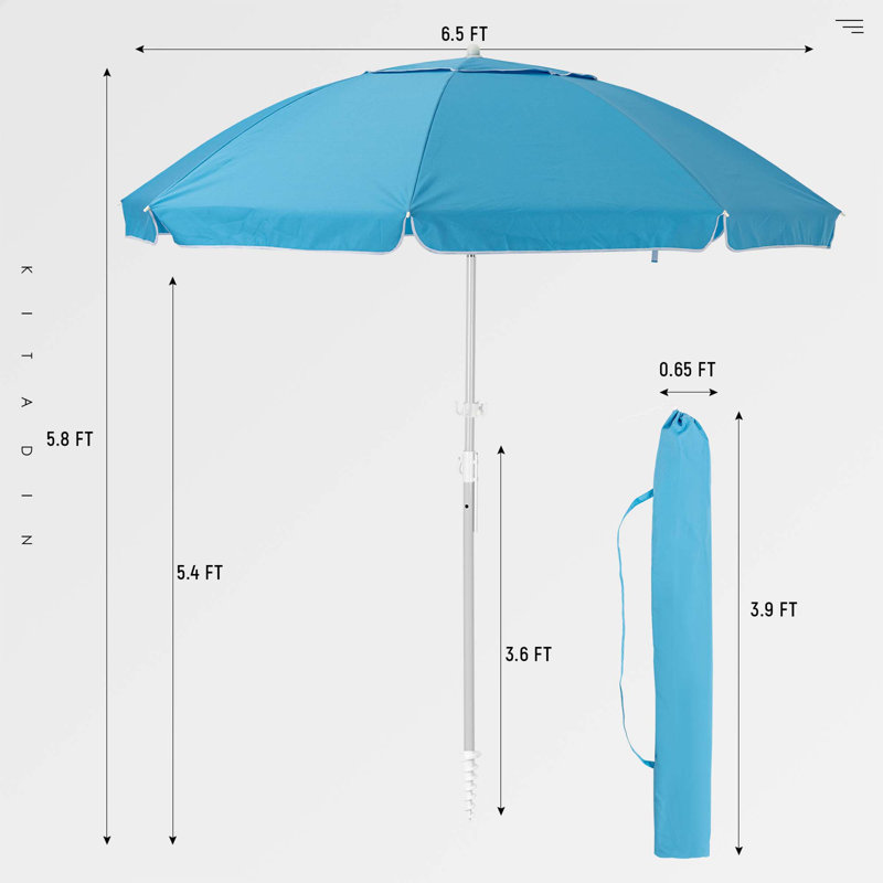 Parasol de plage 78 po Maciel, Bleu clair