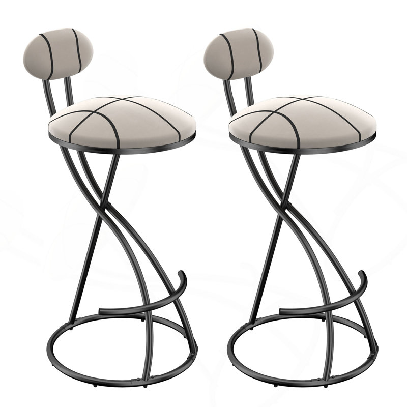 Ensemble de 2 tabourets de bar en forme de S avec dossier et chaises rembourrées avec tabouret à hauteur de comptoir pour îlot de cuisine