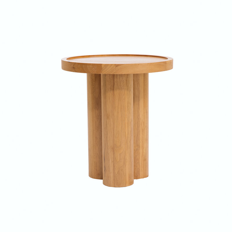 Bryn Round End Table with Solid Wood Base