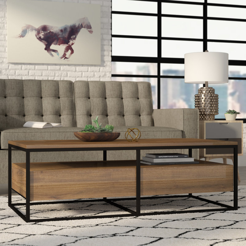 Paulette Solid Wood Frame Coffee Table with Storage