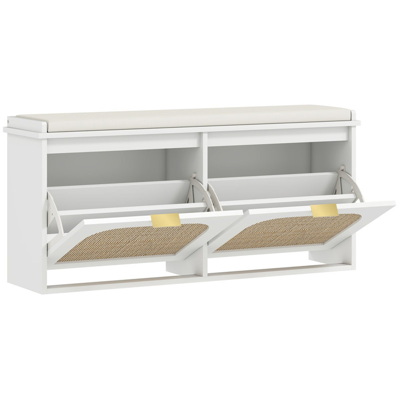 10 Pair Shoe Storage Bench, White