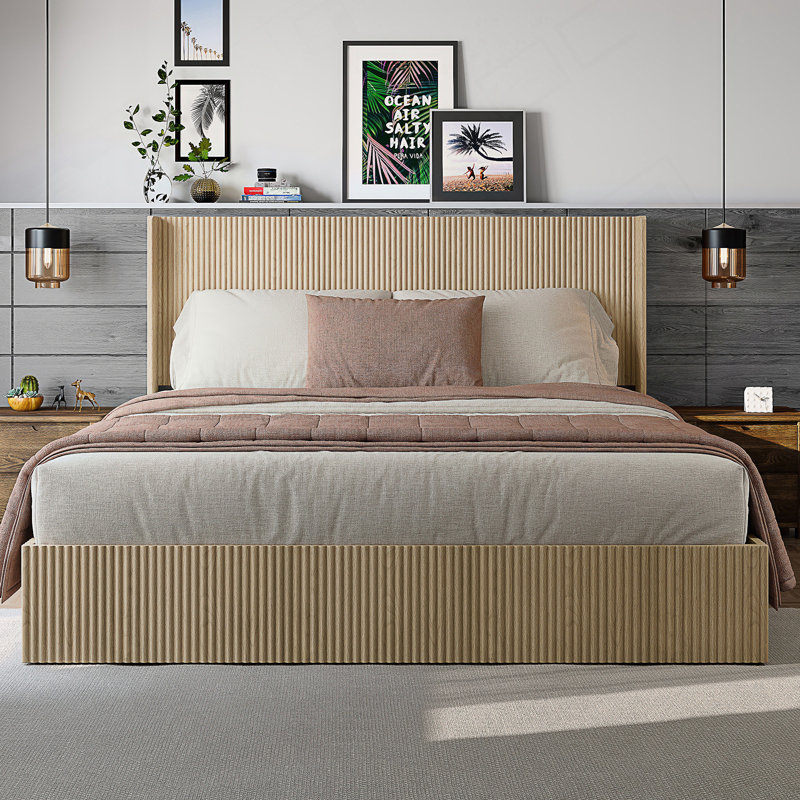Base de lit plateforme en bois avec rangement, Très grand lit