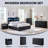  22.6" Tall Modern End Table Set of 2 with Charging Station, Diamond-Textured Wood Side Table with 2 Storage Drawers, 23.6" Wide Side Table with Curved Contour Design-1202199111