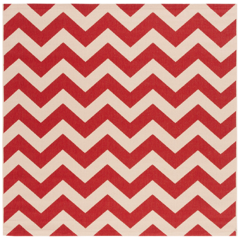 Vondrus Performance Chevron Indoor/Outdoor Area Rug, Square 6'7"