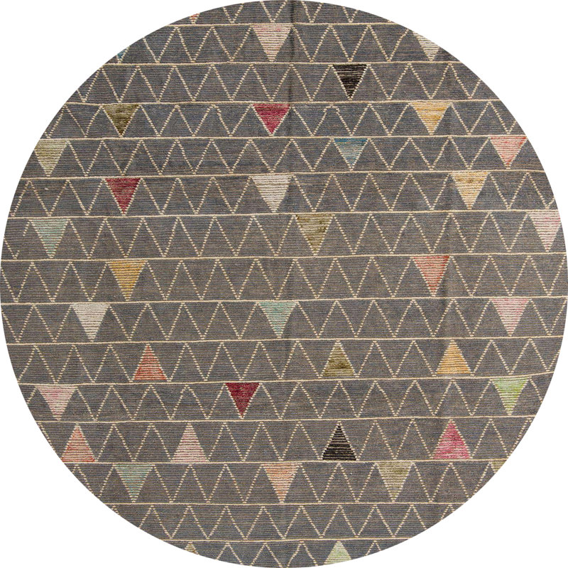 Tapis abstrait gris / brun Hao, Rond 8 pi