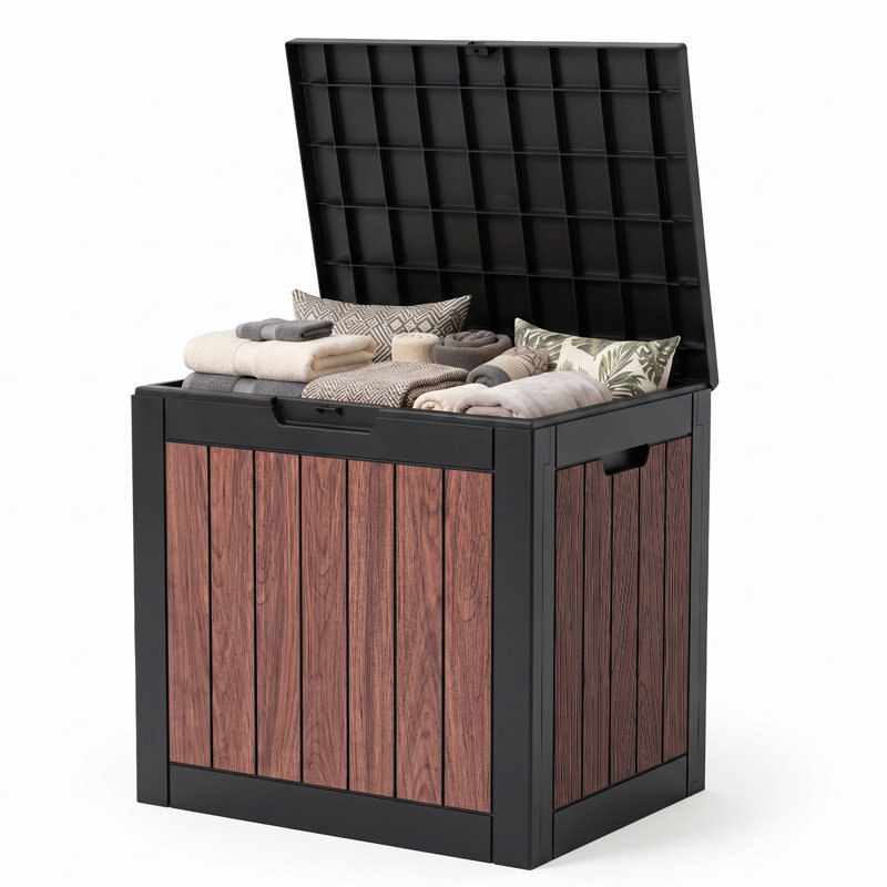 Coffre de jardin extérieur en résine de 35 gallons (132 litres), résistant aux intempéries, avec couvercle verrouillable.