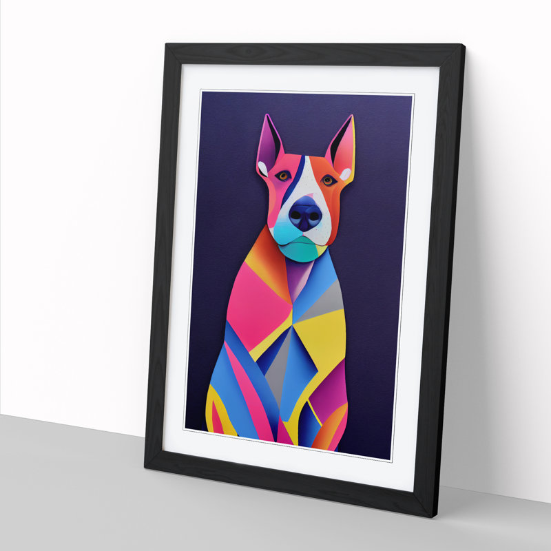 Liseta English Bull Terrier Abstract Vol.1 - Picture Frame Print, Black, 34cm H x 25cm W x 2cm D