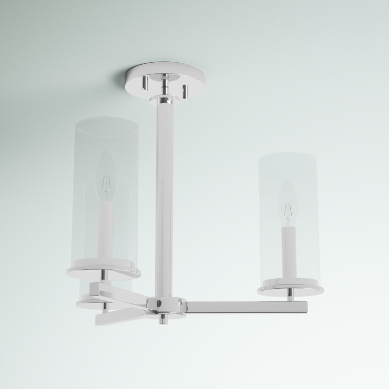 Dalleas Glass Semi Flush Mount, Chrome