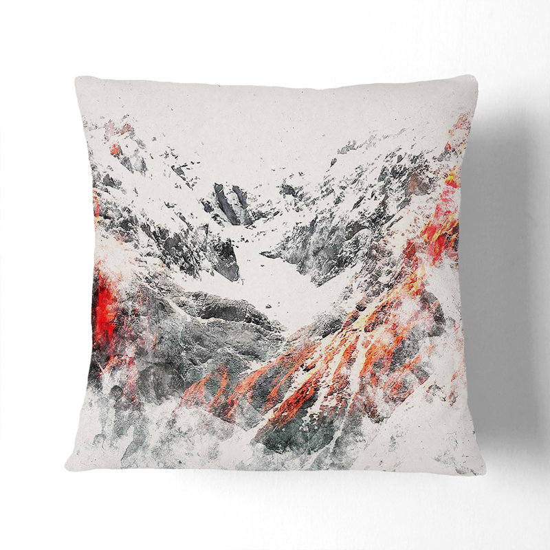 Alpenglow upon the Mountains Watercolour Cushion with Filling, 55cm H x 55cm W x 20cm D, Stone