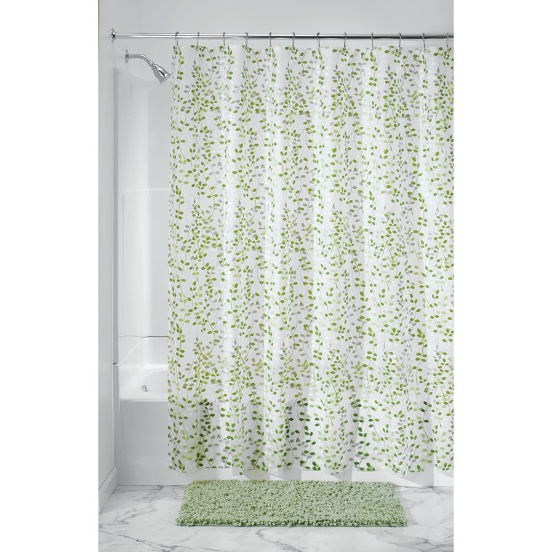 iDesign Vine Waterproof PEVA Bathroom Shower Curtain - 72", Green/White