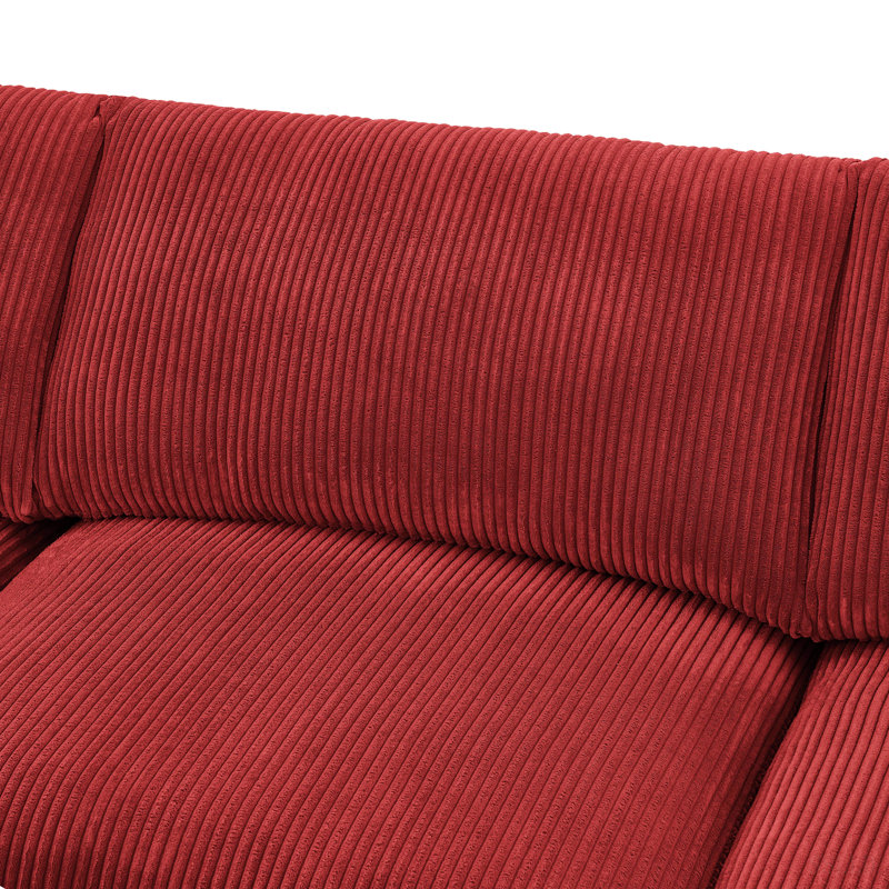 Canapé modulaire réversible en velours côtelé, 104" W, Red Corduroy
