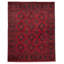 Tapis rouge en laine noué à la main de conception unique 4 pi 11 po x 6 pi 3 po Morteza