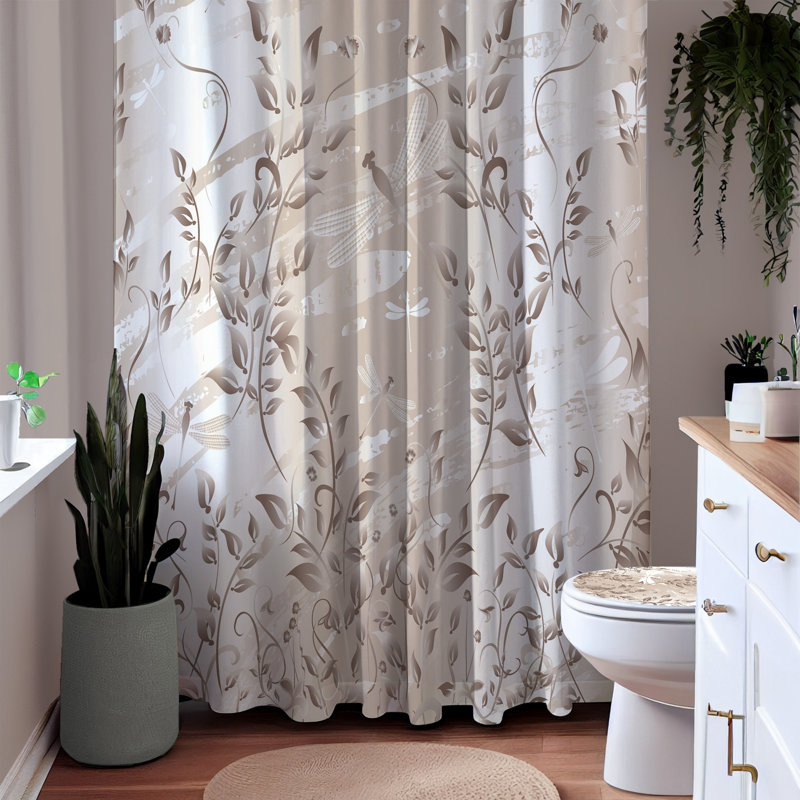 Rideau de douche Lorana Botanical 72 po x 72 po, Taupe