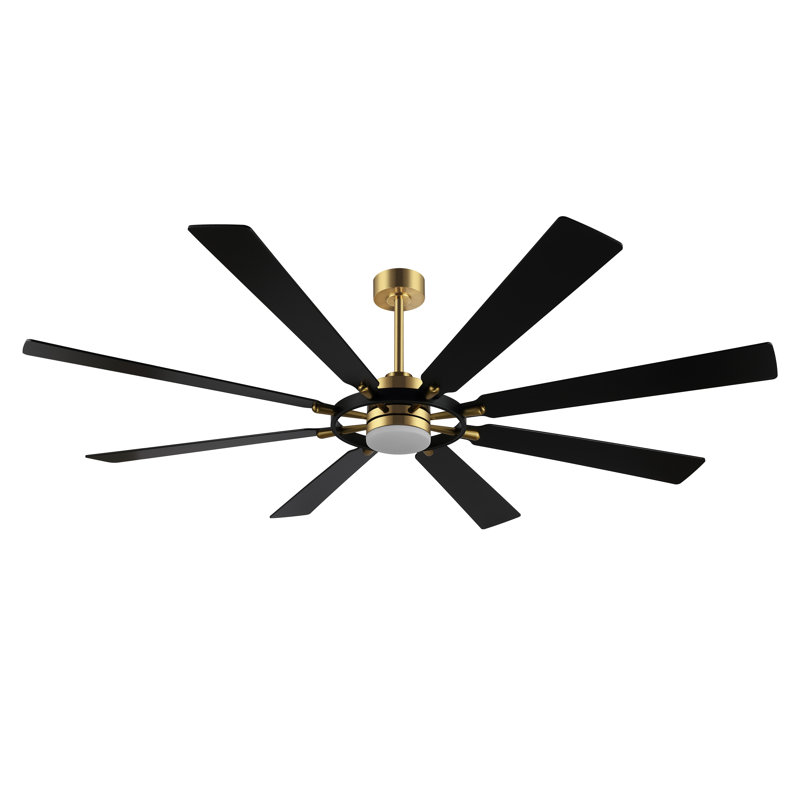 Antoinesha Ceiling Fan with LED Lights, Gold, Black, 80"