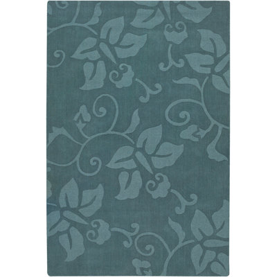 Tapis de salon Worcester authentique, tuftÃ© Ã  la main, de couleur bleu ardoise et bleu-gris, Ã  motif floral et de vignes sculptÃ©es, de style transitionnel