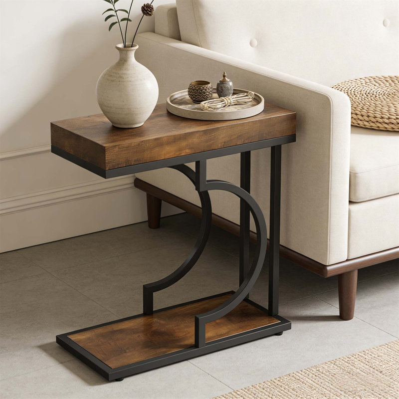 Table de bout compacte en demi-cercle, élégance moderne pour les petits espaces, décoration robuste et polyvalente