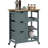 HOMCOM Rolling Kitchen Island Cart, Bar Serving Cart, Compact Trolley On Wheels With Wood Top, Shelves & Drawers For Home Dining Area, Gray