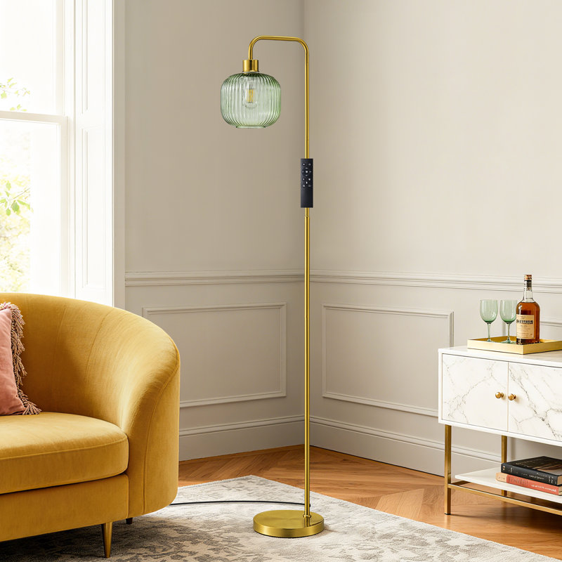 Lampe sur pied arquée 67 po avec télécommande 67 po (ampoule incluse), Vert