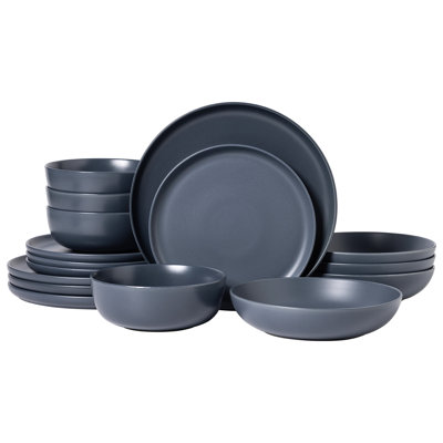 ALOFMO Pure 16 Piece Stoneware Dinnerware Set wIth Pasta Bowl - Service For 4