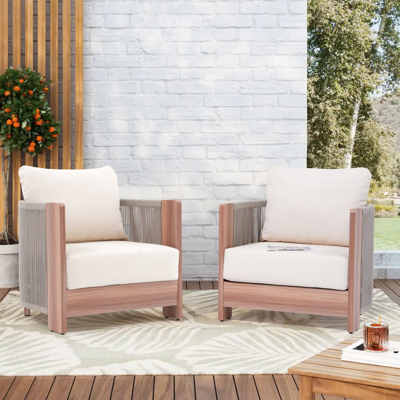 2- Piece Outdoor Patio Chair With Cushions, Armchair