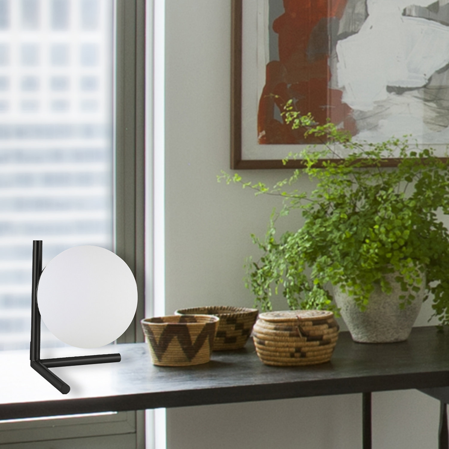 Cicily Metal Globe Lamp, Matte Black