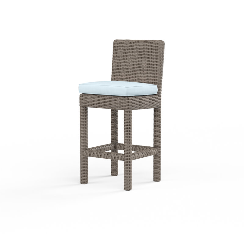 Emerald II Outdoor Bar Stool, Dark Brown, Counter Stool (26" Seat Height), Canvas Skyline Sunbrella®