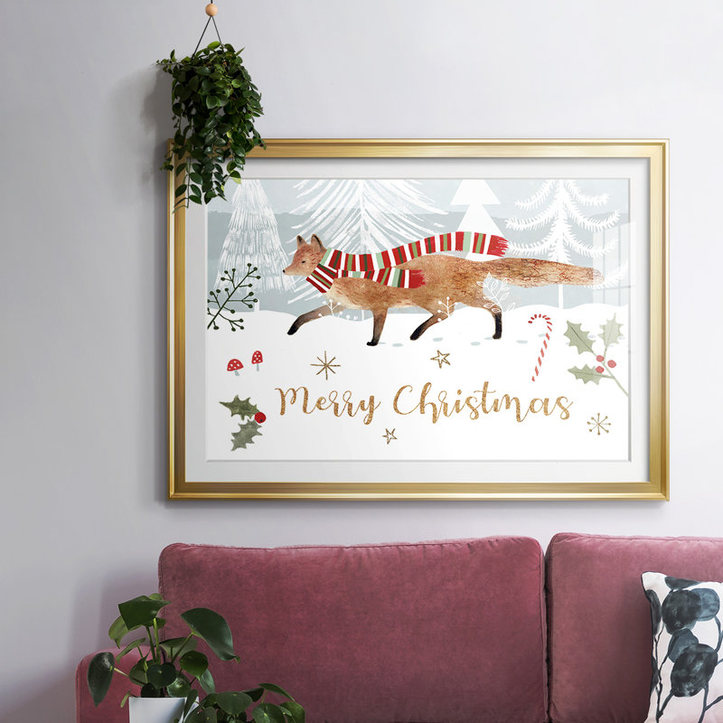 Woodland Christmas Collection A, reproduction encadrée sur papier, H 27 po x l 39 po x P 1,5 po, Or